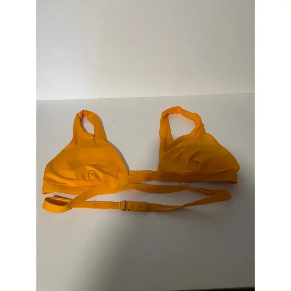 NWT L*Space Women's Avery Wrap-Style Beach Swim Bikini Top Mango Orange Size L